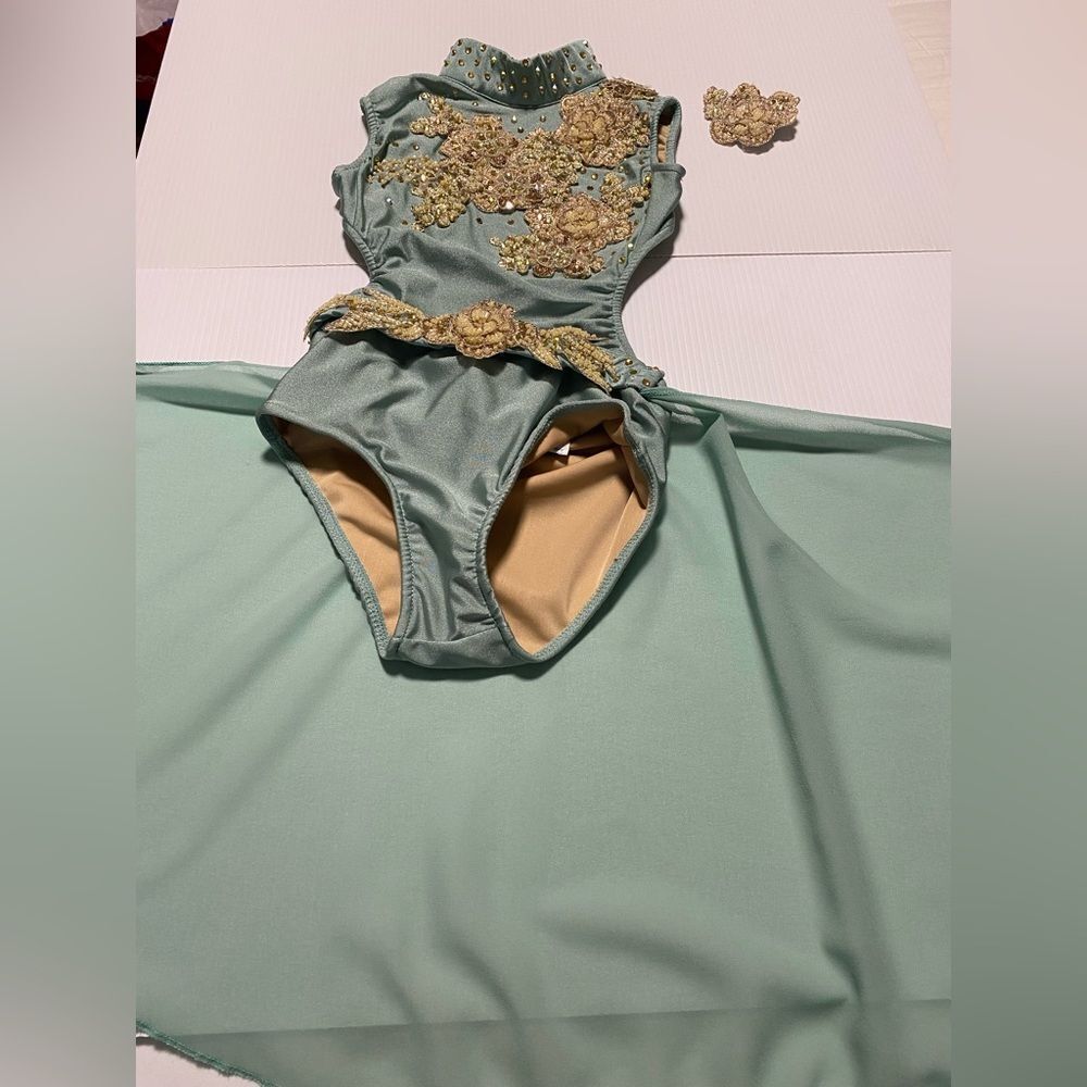 Rare Glamour competition solo dance costume
sage green lyrical SC child - Picture 3 of 11